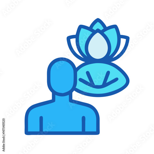 Meditation Symbol: Person with Lotus Flower in Mind