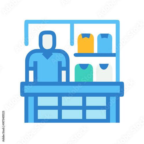 Clothing stall icon illustration on black background