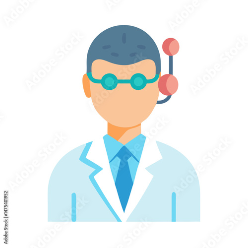 Doctor with Glasses and Unusual Headgear Illustration