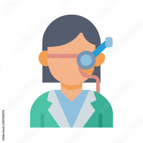 Icon of doctor using headset examination tool