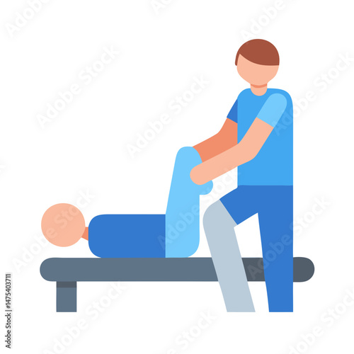 Physical therapy illustration with therapist and patient on table