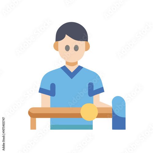 Man practicing arm wrestling icon, flat design vector