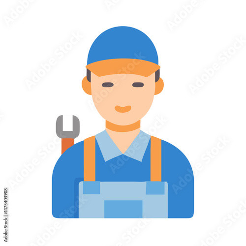 Flat vector icon of a plumber or repairman