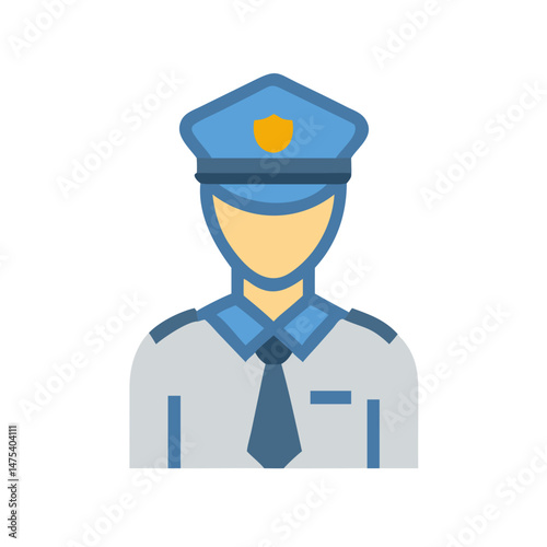 Icon of Policeman in Uniform on a Black Background