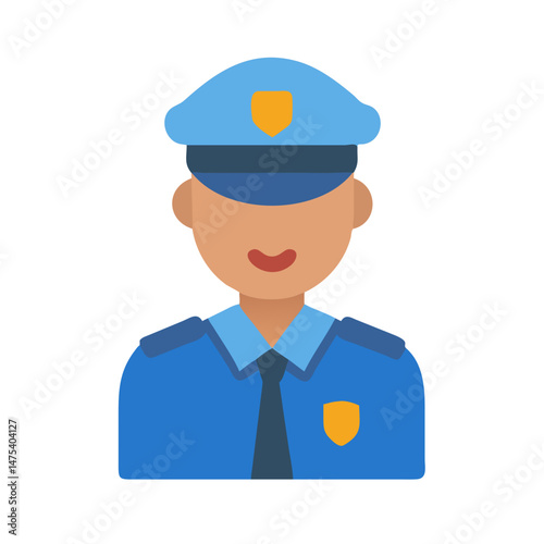 Vector Police Officer Illustration: Law Enforcement, Uniform, Shield