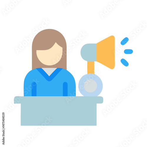Woman speaker with megaphone at a public speech