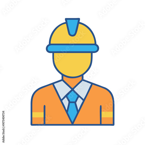 Construction Worker Icon Illustration, Engineer, Inspector, Contractor