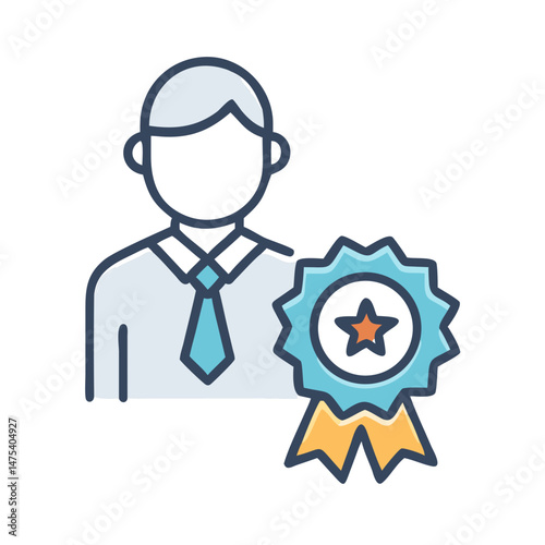 Employee of the month, achievement award illustration icon