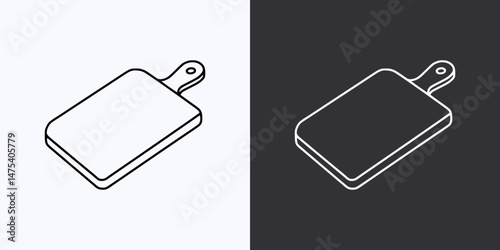 Cutting Board Icon – Vector Outline – Black and White Preview