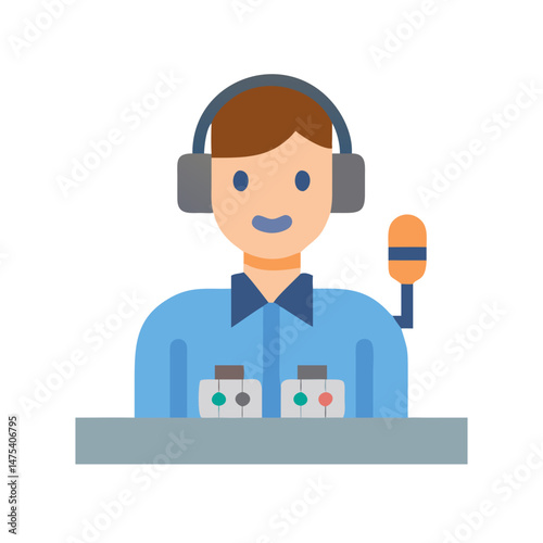 Dispatcher wearing a headset at the control panel icon