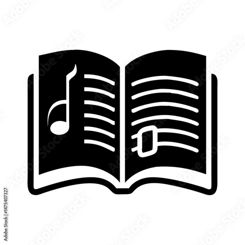 Open music book with notes showing a learning and musical environment