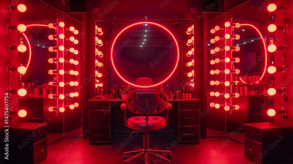 Obraz premium Red-Themed Dressing Room