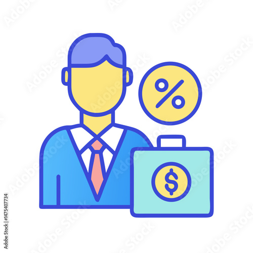 Financial advisor with portfolio, sales and percentage growth.