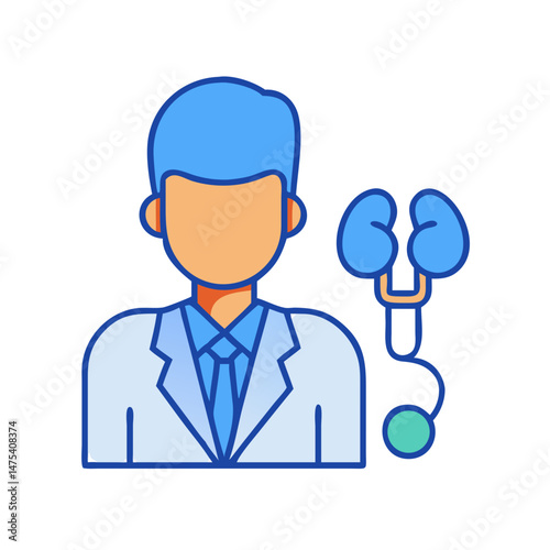 Urologist doctor with stethoscope in cartoon icon design