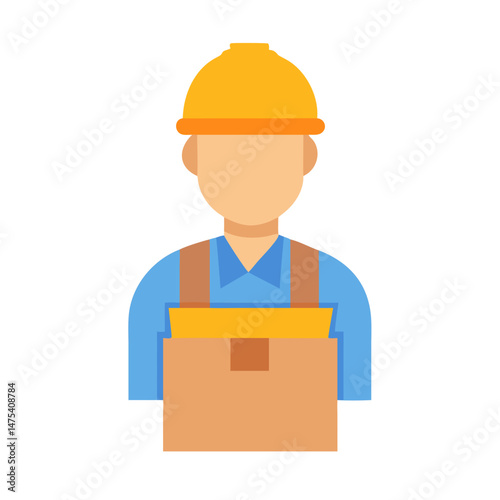 Delivery worker with box in the workplace safety