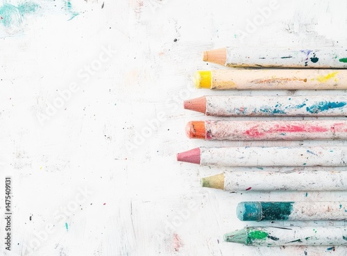 Pastel Crayons on White Surface