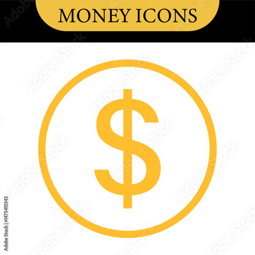 Money dollar icon symbol Coin icon logo in flat style. Vector element. Business icons, financial icons, enrichment, dollar, currency. Illustration of dollar, marketing