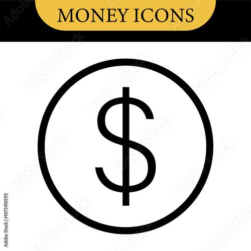 Money dollar icon symbol Coin icon logo in flat style. Vector element. Business icons, financial icons, enrichment, dollar, currency. Illustration of dollar, marketing