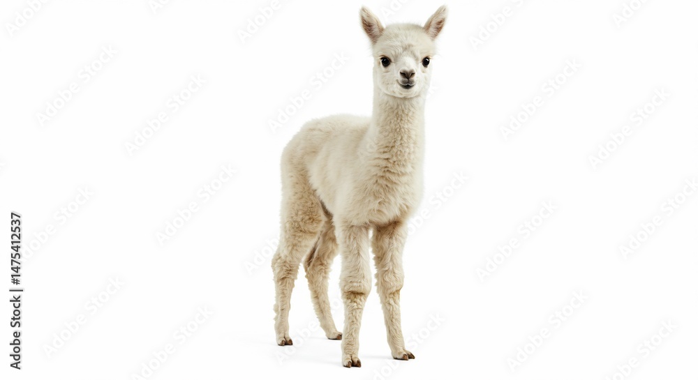 Fototapeta premium White alpaca alpaca portrait cute alpaca animal mammal farm animal fluffy alpaca young alpaca baby alpaca