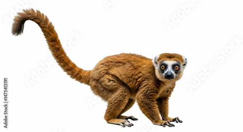 Crowned lemur eulemur coronatus primate madagascar wildlife animal nature zoo exotic mammal cute isolated