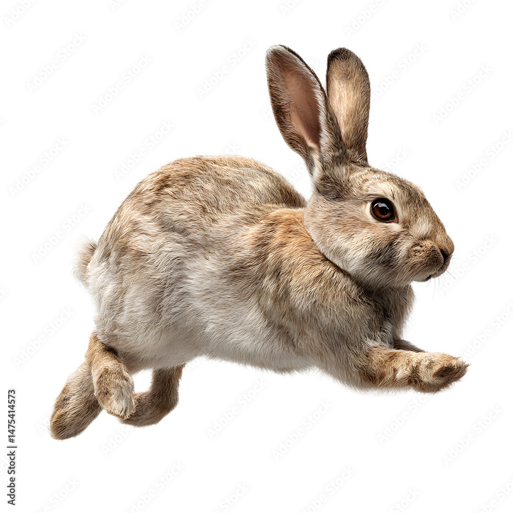 Obraz premium Adorable Brown Rabbit in Mid-Leap A Captivating Image