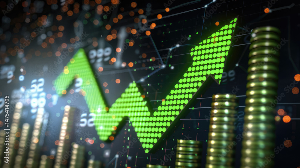 Fototapeta premium Abstract stock market growth trend graph