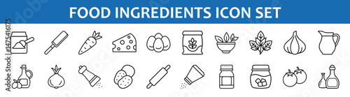 Food ingredients icon set vector illustration of cooking ingredients food preparation elements design
