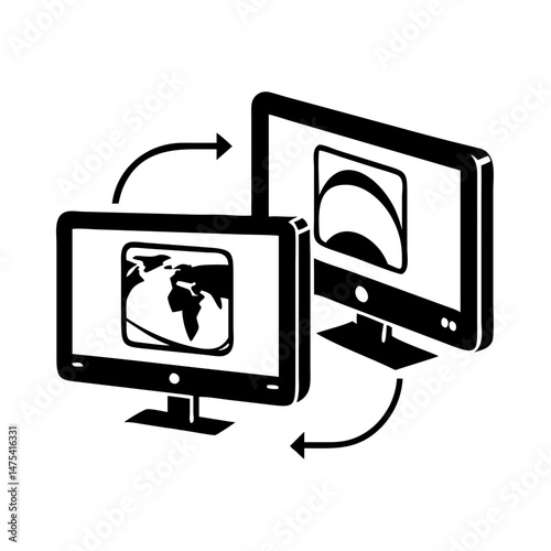 Data exchange and communication between computers around the world represented visually