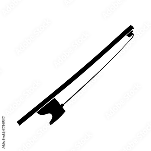 Black and white vector image of a violin bow music instrument