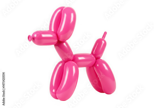 Pink balloon animal dog isolated on transparent background