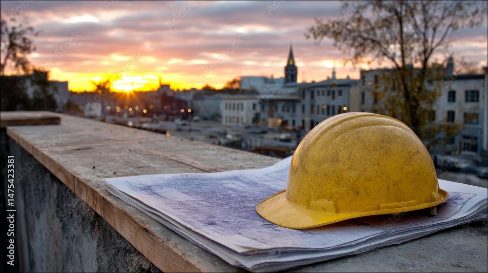 Obraz premium Sunset Construction Site Plans