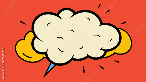 Comic panel with dramatic cloud burst and speech effects, Vector template for ad, covers, posters