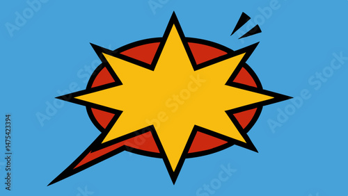 Comic panel with explosive star shape and text bubble, Vector template for ad, covers, posters