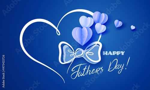 Bow Tie in heart Happy Fathers Day. Continuous One line drawing. Concept Fathers Day card.