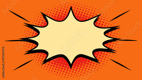 Comic style burst with dotted fill and speech shape, Vector template for ad, covers, posters