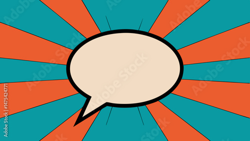 Comic style layout with radial shading and speech bubble, Vector template for ad, covers, posters
