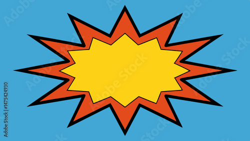 Comic style sunburst with spiked edges and talking elements, Vector template for ad, covers, posters