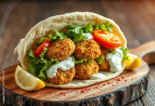 Delicious Falafel Wrap with crispy falafel, fresh lettuce, and creamy tzatziki sauce