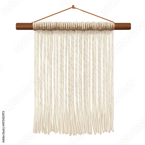 Fabric Wall Hanging Flat vector, minimalist design, isolated on a white background.
