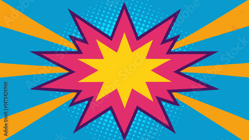 Pop Art Panel with Halftone Shading and Colorful Speech - Vector template for ad, covers, posters