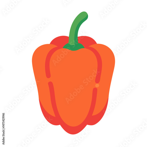 Orange bell pepper vector illustration isolated on black