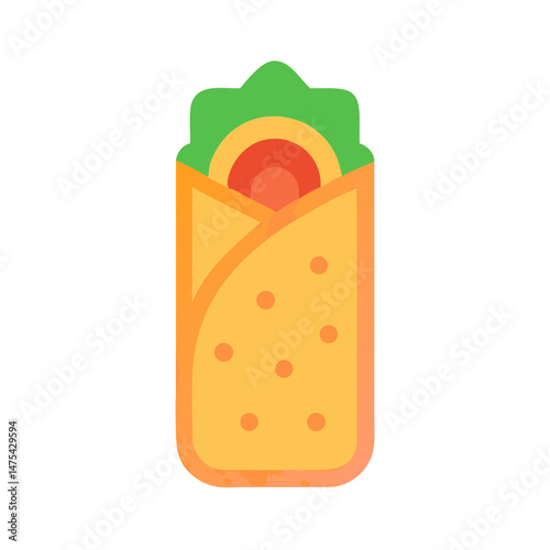 Colorful Vector Shawarma Wrap Illustration on Black Background