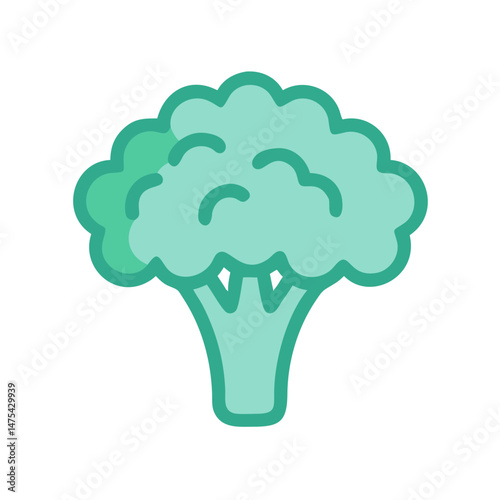 Broccoli Isolated Vector Illustration On Black Background Icon