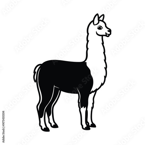 alpaca silhouette vector illustration 