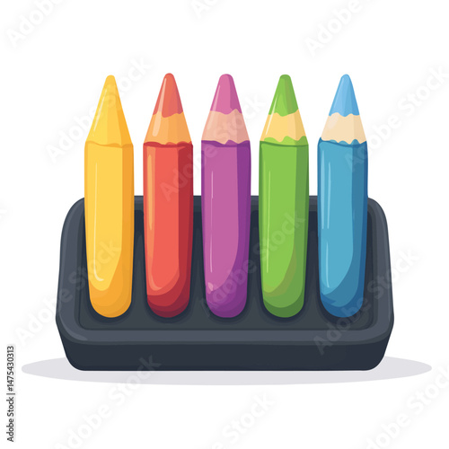 School Chalk Holder Flat vector, minimalist design, isolated on a white background.