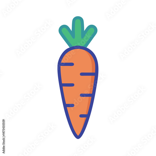 Cartoon Carrot Vector Illustration on Black Background
