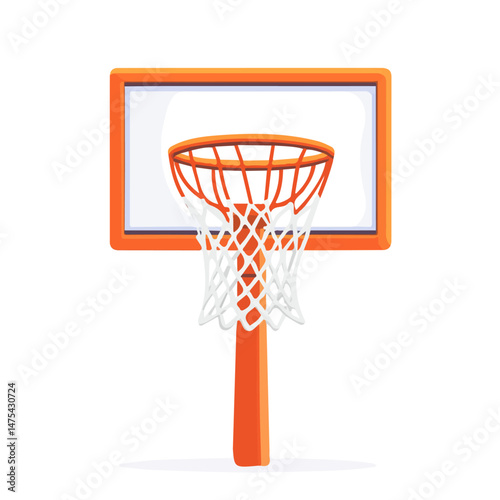 Flat vector Basketball Hoop, minimalist design, isolated on a white background.