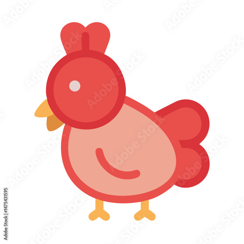 Cute cartoon chicken icon illustration on black background