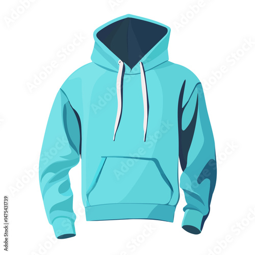 Flat vector Hoodie, minimalist design, isolated on a white background.