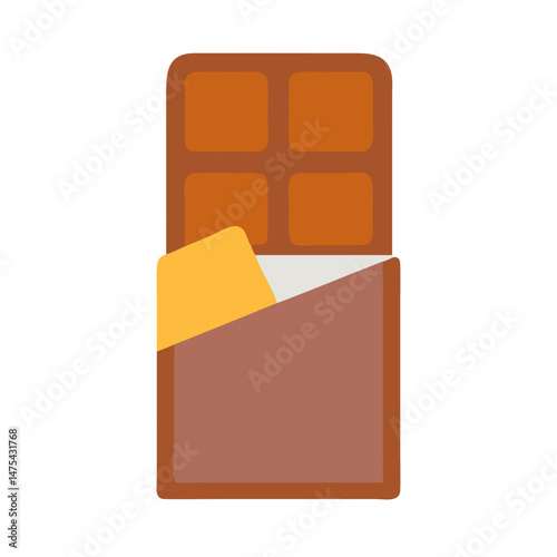 Chocolate bar unwrapped cartoon simple design on black